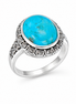 Turquoise and Antiqued Sterling Spirals Ring