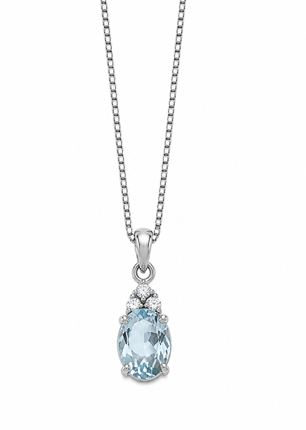 Aquamarine White Zircon and Sterling Pendant