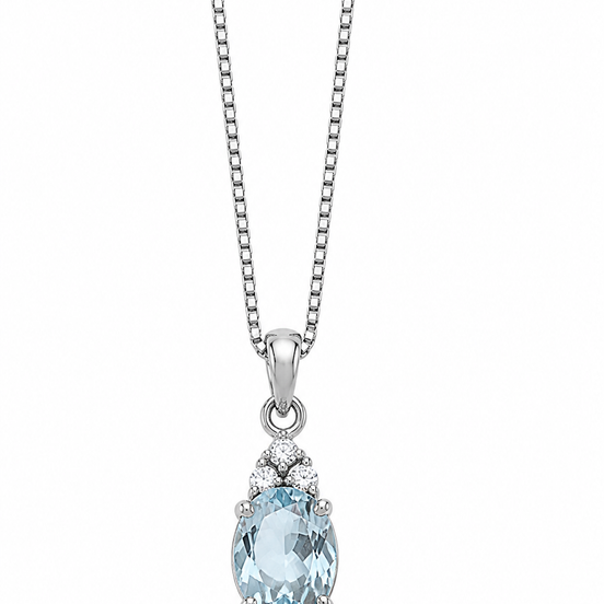 Aquamarine White Zircon and Sterling Pendant