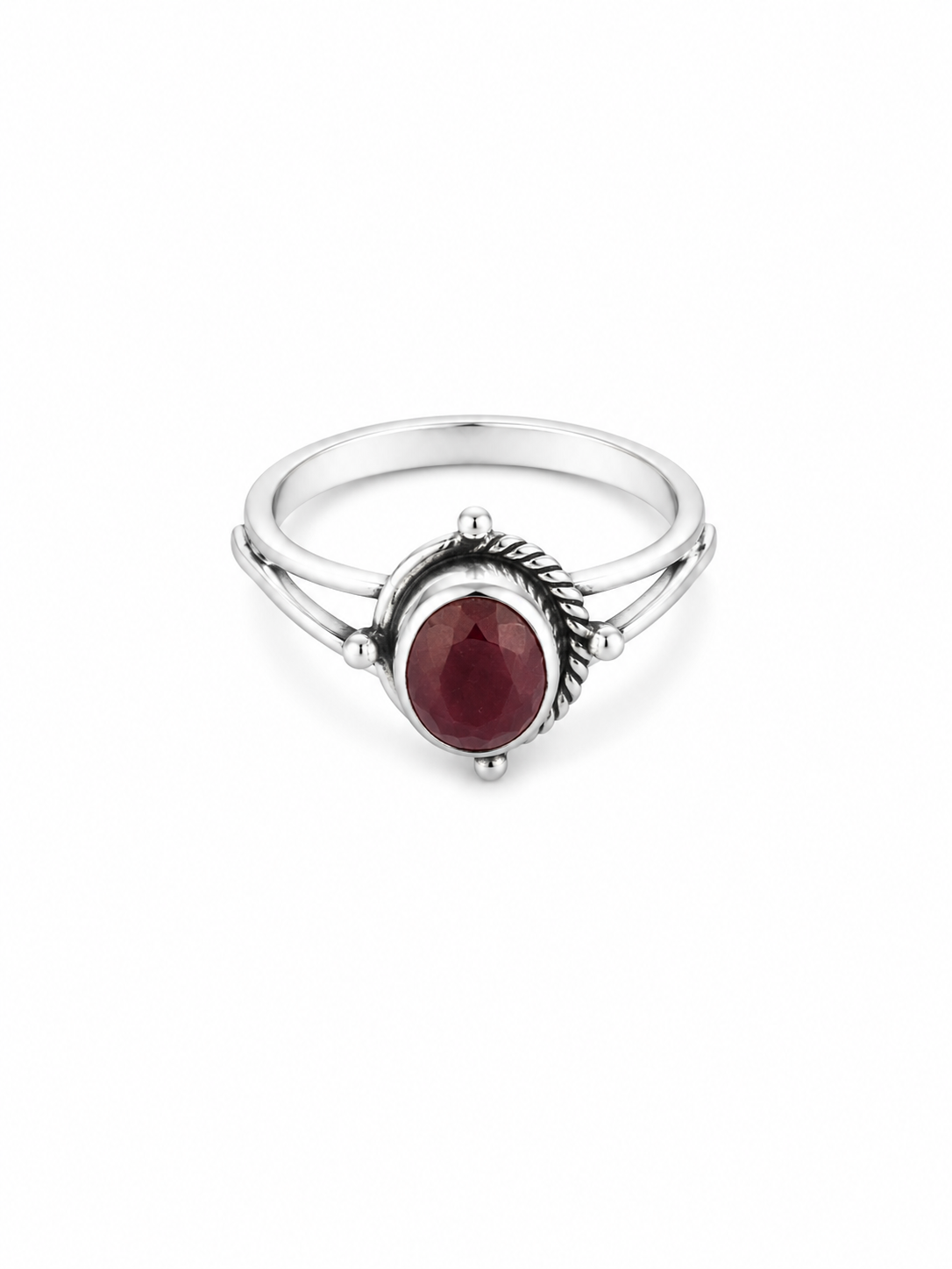 Bohemian Style Column Band with Cabochon Ring