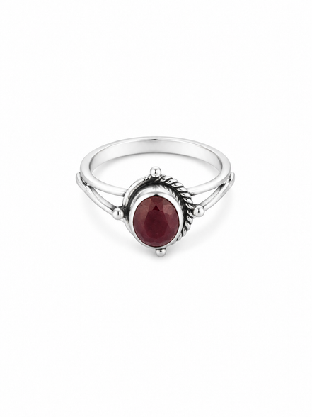 Bohemian Style Column Band with Cabochon Ring