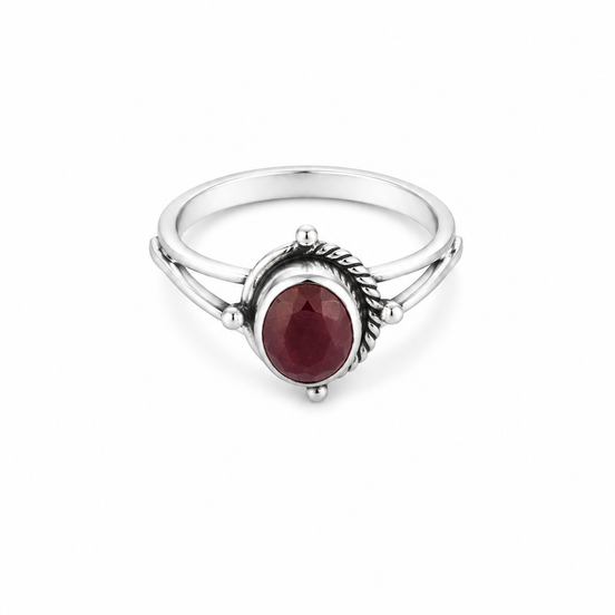 Bohemian Style Column Band with Cabochon Ring