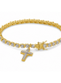 Diamond Accent and Gold Plated Cross Charm Bracelet