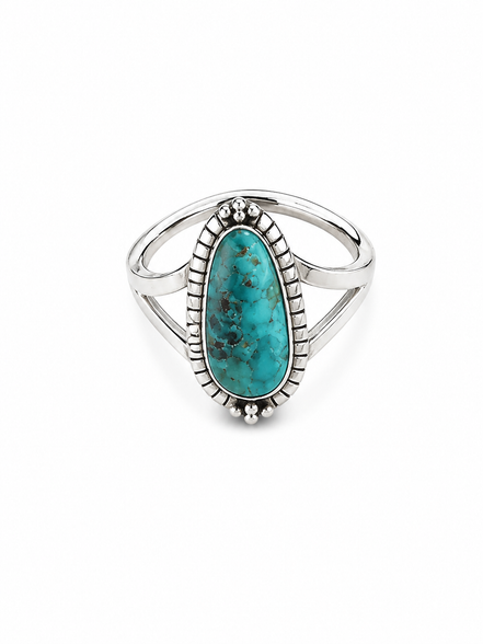 Turquoise and Antiqued Sterling Free Spirit Ring