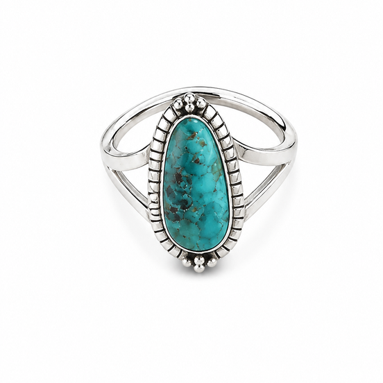 Turquoise and Antiqued Sterling Free Spirit Ring