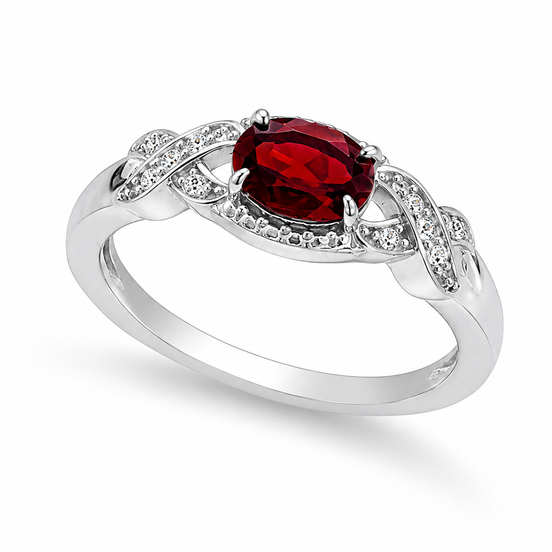 Garnet CZ and Sterling Crossover Ring