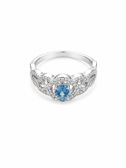 Swiss Blue Topaz CZ and Sterling Ring