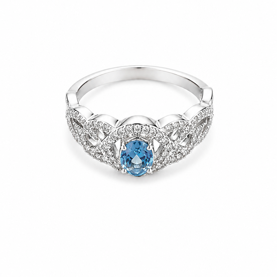 Swiss Blue Topaz CZ and Sterling Ring
