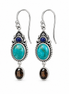 Turquoise, Lapis and Antiqued Sterling Earrings