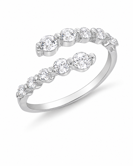 White Topaz and Sterling Bypass Ring