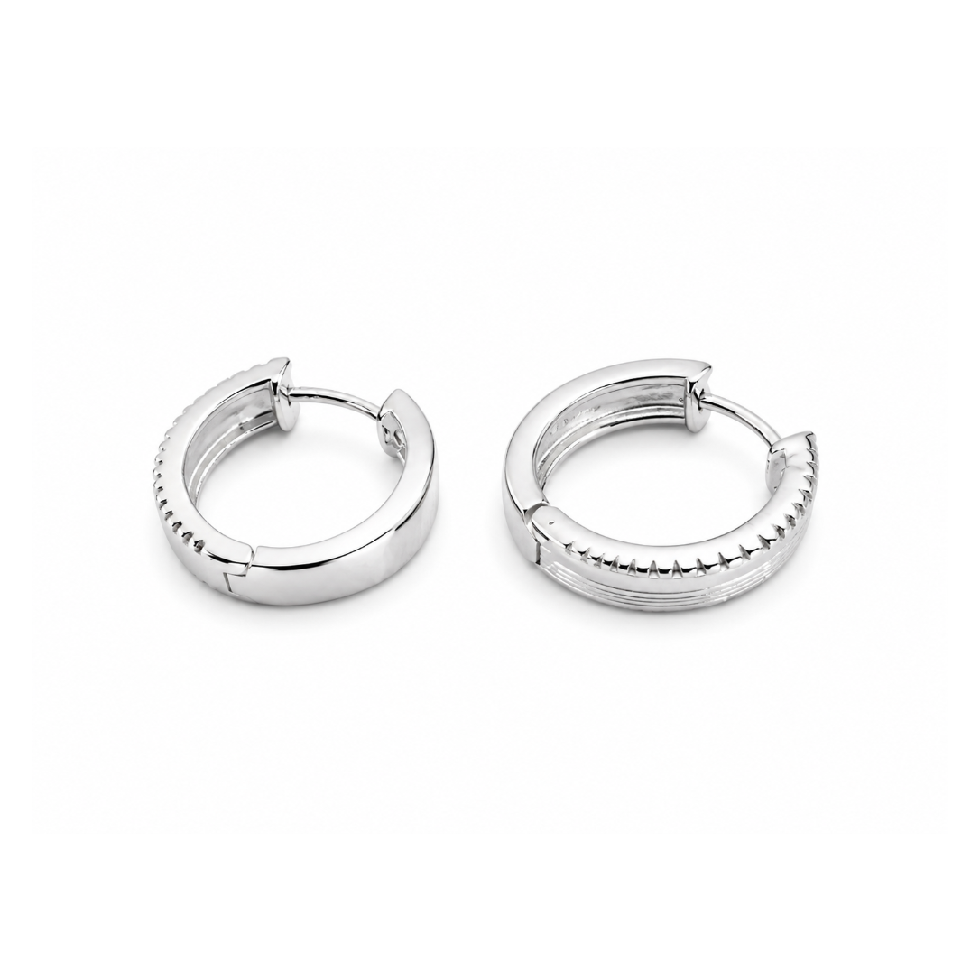 Sterling Beaded Edge Huggie Hoop Earrings