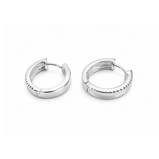 Sterling Beaded Edge Huggie Hoop Earrings