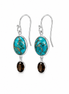 Blue Mojave Turquoise Smoky Quartz and Sterling Earrings