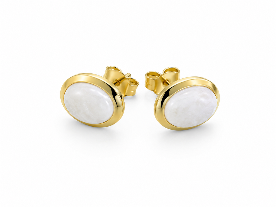 Stone and Gold over Sterling Earrings