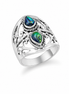Abalone and Antiqued Sterling Scroll Ring