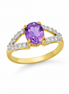 Amethyst White Topaz and Gold over Sterling Ring