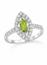 Peridot White Topaz and Sterling Marquise Ring