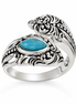 Turquoise and Antiqued Sterling Bypass Ring