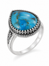 Turquoise and Antiqued Sterling Teardrop Ring