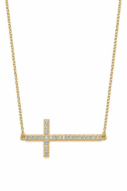 Crushed Diamond and Gold over Sterling Necklace