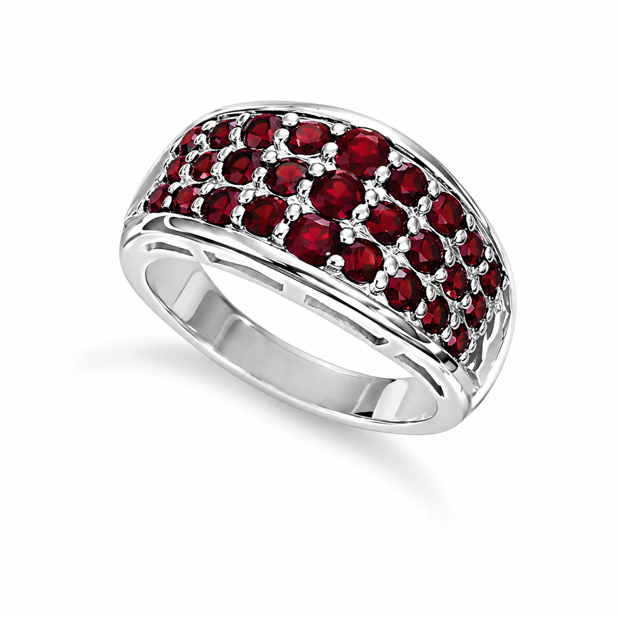 Garnet and Sterling Prominent Ring