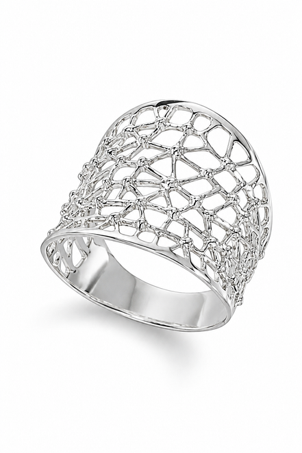 Sterling Textured Lattice Ring