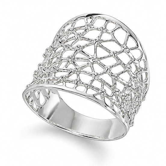 Sterling Textured Lattice Ring