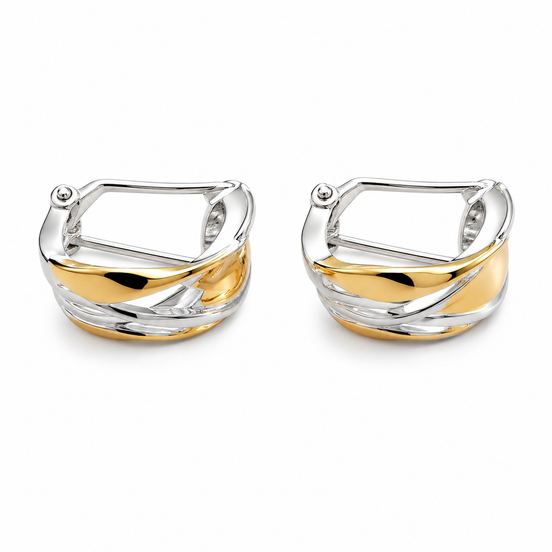 Two-tone Gold over Sterling Twist Turn Omega Back Earrings