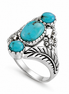 Turquoise and White Topaz Antiqued Sterling Ring