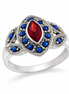 Garnet and Lapis and Sterling Ring