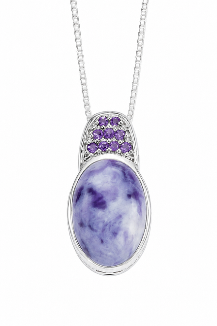 Mexican Purple Opal Amethyst and Sterling Pendant