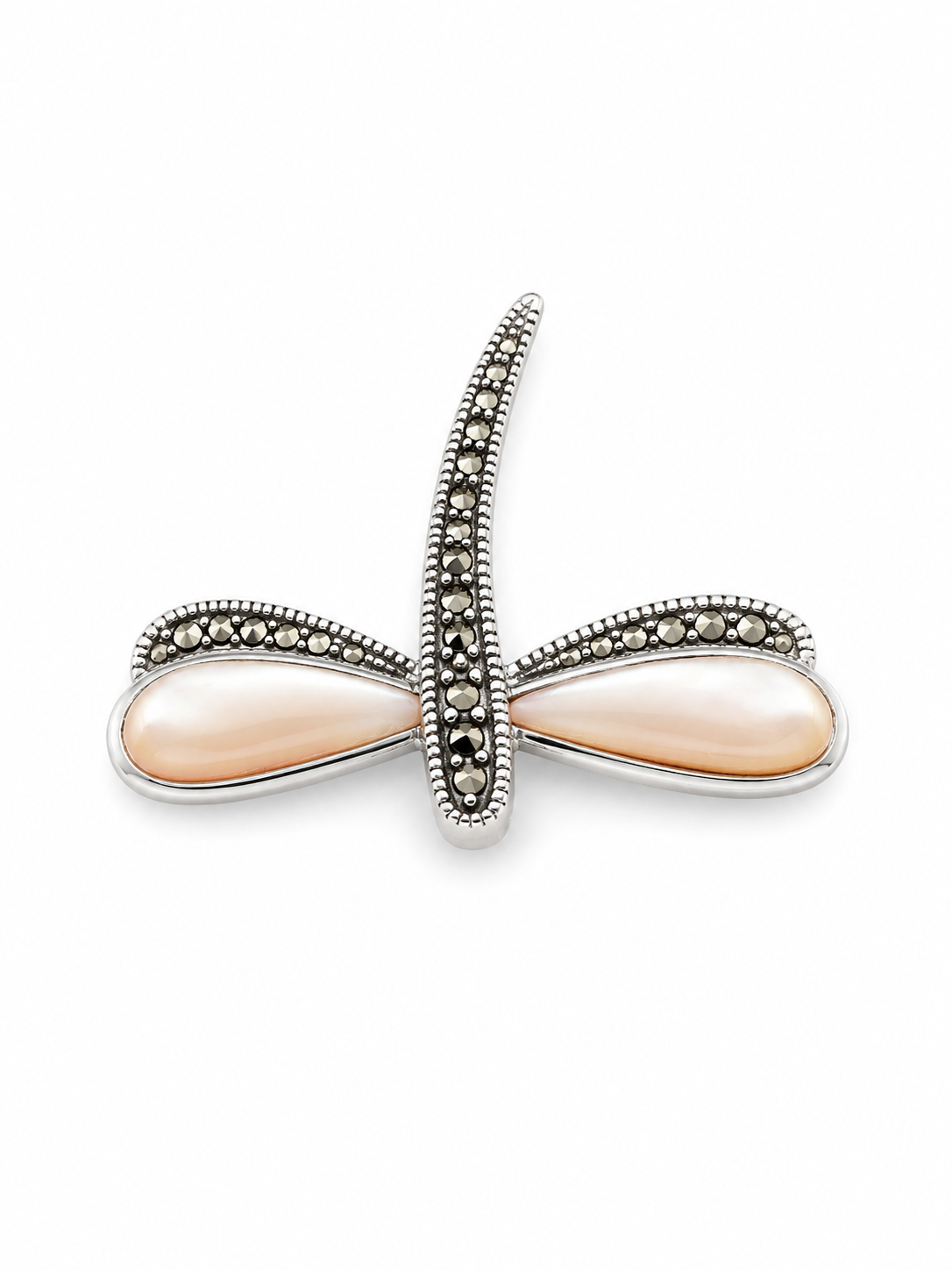 Mother of Pearl Marcasite and Sterling Slide Pendant
