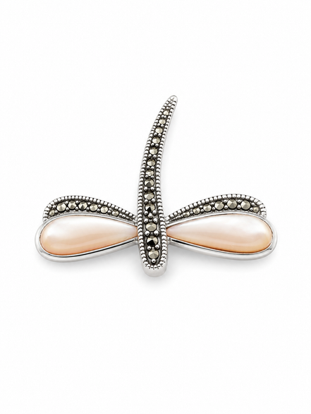 Mother of Pearl Marcasite and Sterling Slide Pendant