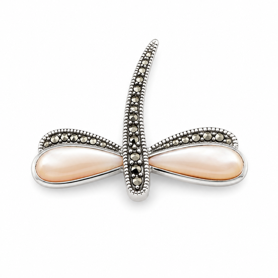 Mother of Pearl Marcasite and Sterling Slide Pendant