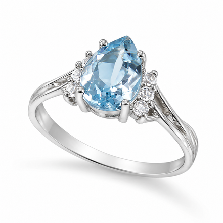 Sky Blue Topaz White Topaz and Sterling Ring