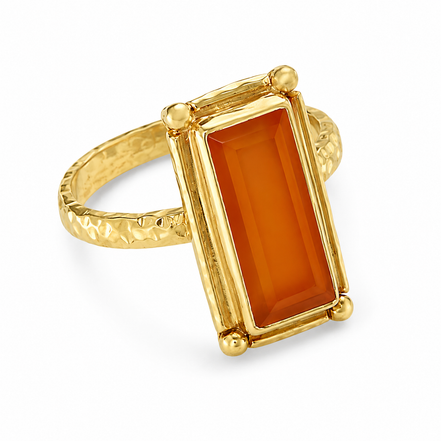 Carnelian and 14K Gold over Sterling Ring