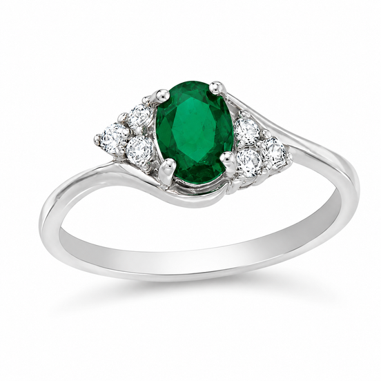 Emerald White Topaz and Sterling Elegant Ring