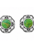 Green Turquoise and Sterling Floral Clip Earrings