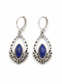 Lapis and Sterling Filigree Leverback Earrings