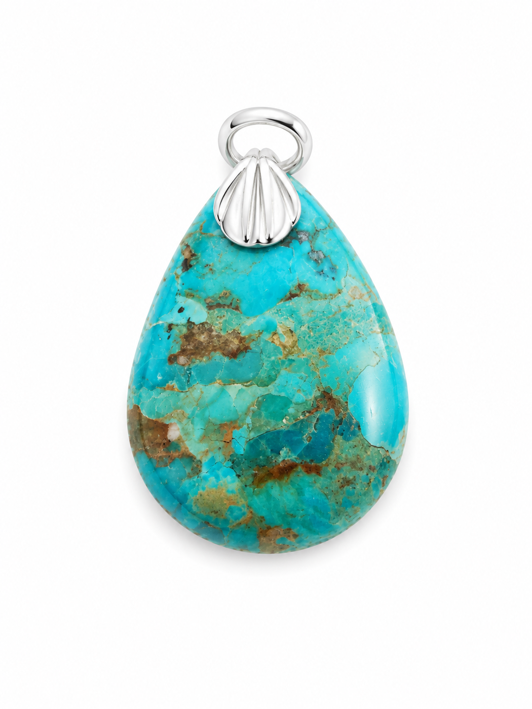 17.8 Carat Turquoise and Sterling Teardrop Pendant