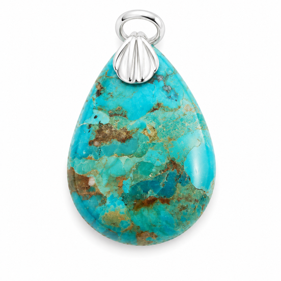 17.8 Carat Turquoise and Sterling Teardrop Pendant