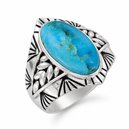 Turquoise and Boho Patterned Ring