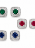 Multi Gemstone and Sterling Post Earrings Set of Three