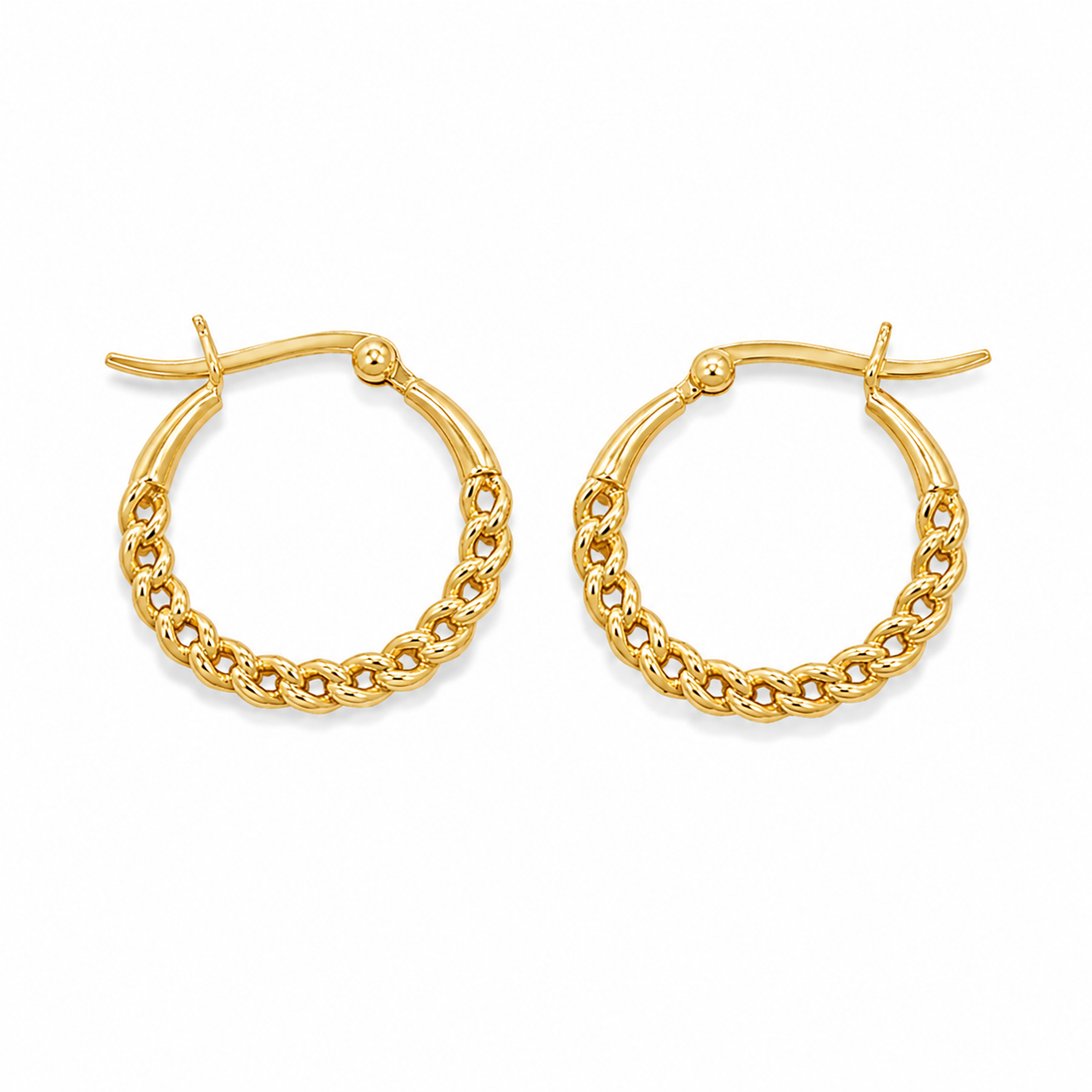Gold over Sterling Linked Hoop Pierced Earrings