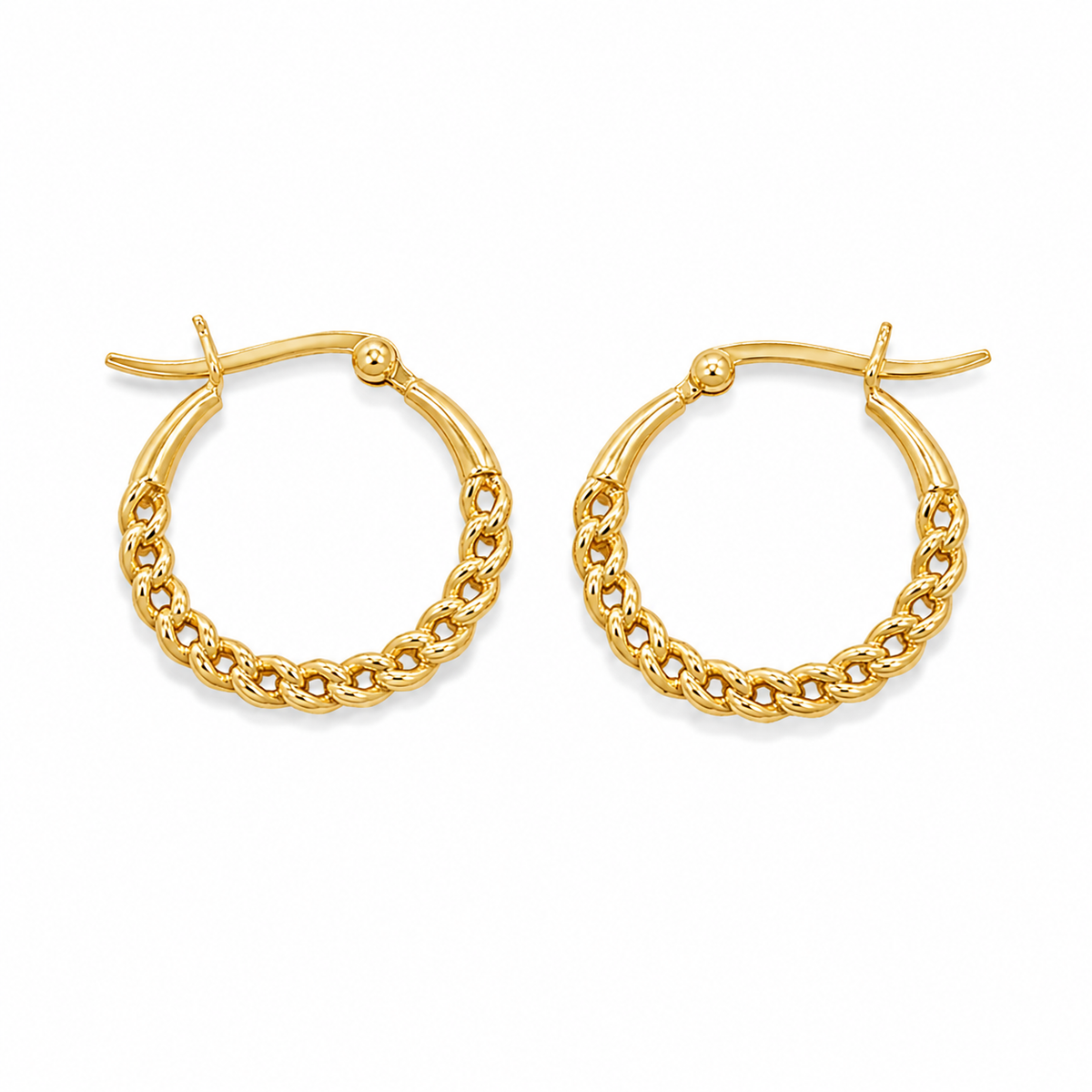 Gold over Sterling Linked Hoop Pierced Earrings