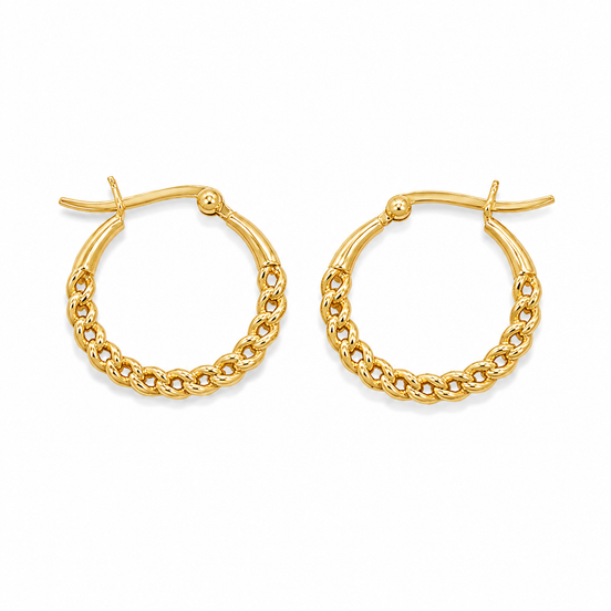 Gold over Sterling Linked Hoop Pierced Earrings