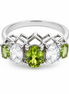 Peridot Blue Topaz and White Topaz Sterling Ring