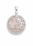 Rose Quartz CZ and Sterling Scroll Pendant