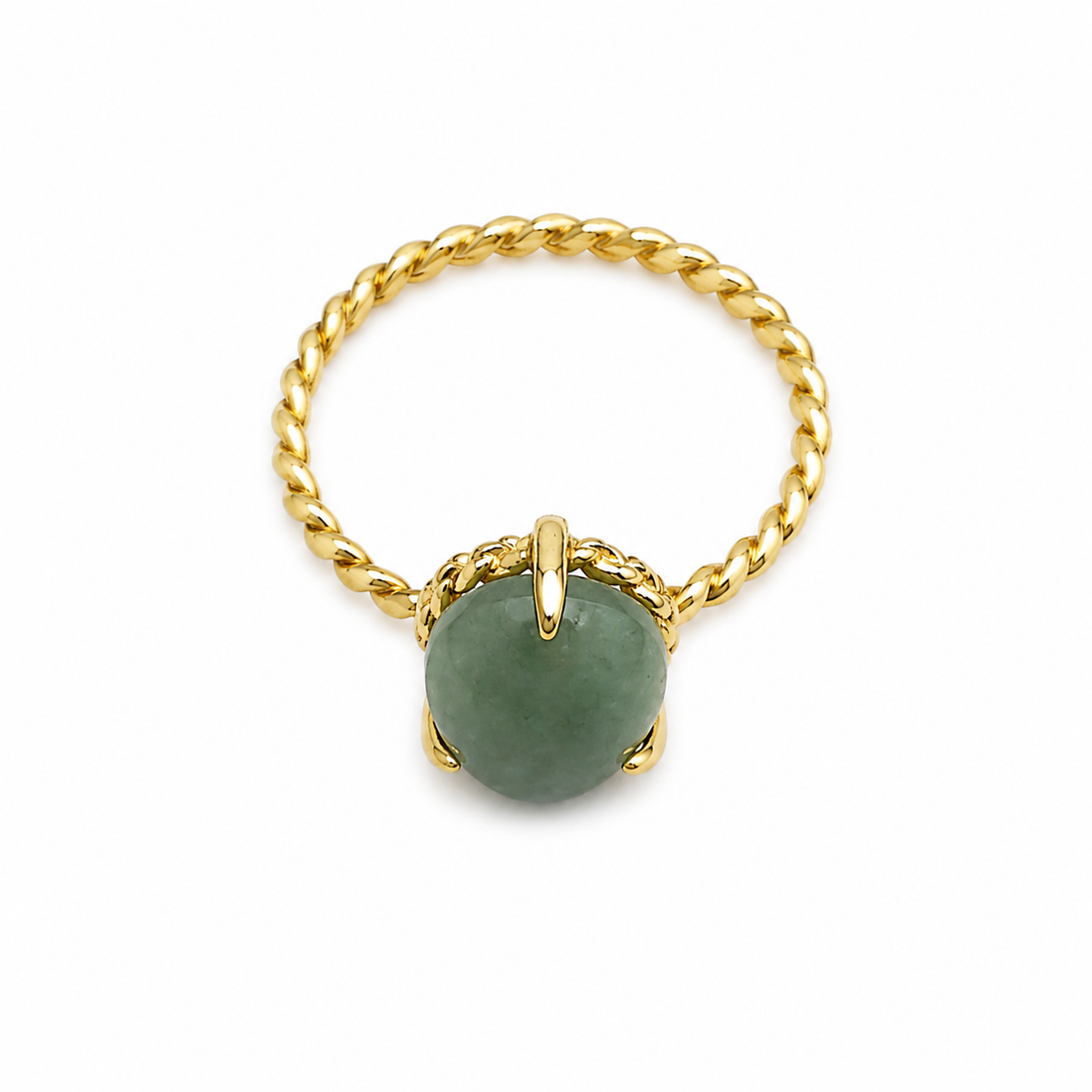 Green Aventurine and Gold over Sterling Ring