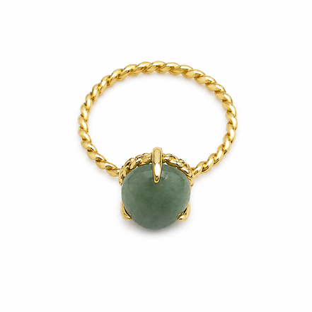 Green Aventurine and Gold over Sterling Ring